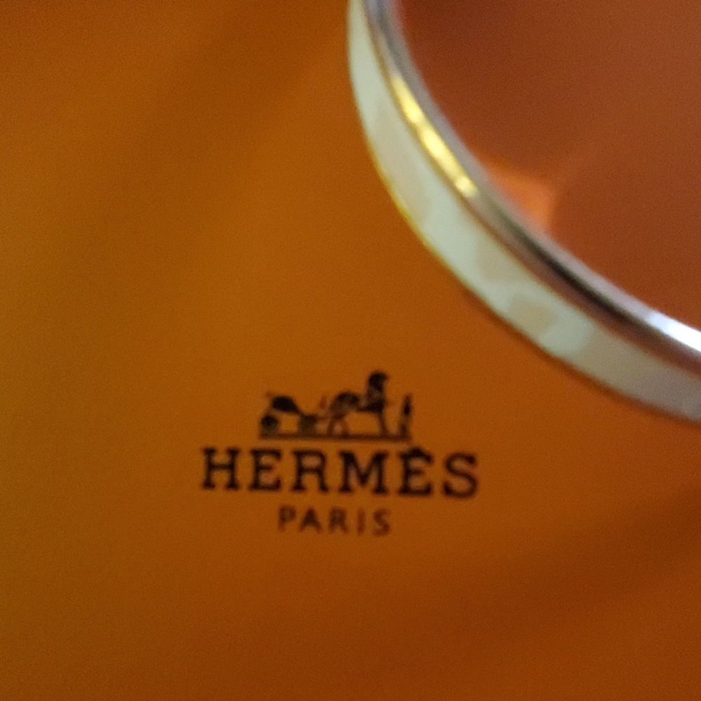 HERMES BRACELET bangle gold w ivory/ blush inlay